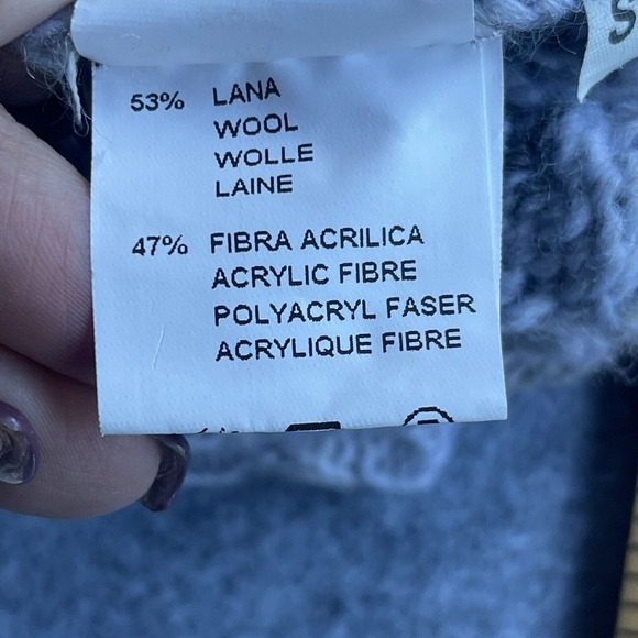 Vicario Cinque Italian Wool Blend Sweater Womens Small Gray Striped Chunky - Picture 6 of 11